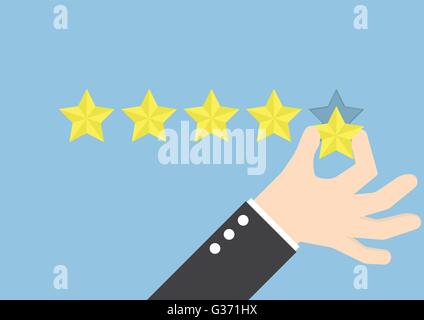 Businessman hand giving five star rating, Feedback concept, VECTOR, EPS10 Stock Vector