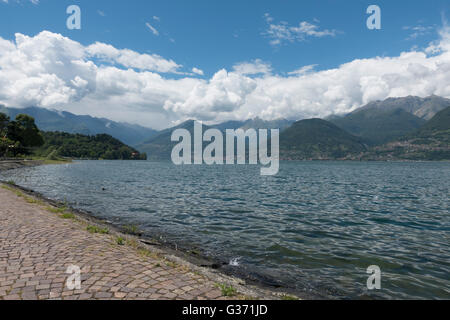 The harbour at Bellano on Lake Como, Lombardy, Italy Stock Photo