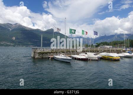 The harbour at Bellano on Lake Como, Lombardy, Italy Stock Photo