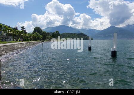 The harbour at Bellano on Lake Como, Lombardy, Italy Stock Photo