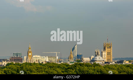 London, UK, circa September 2013:  London skyline, Green Park in the foreground Stock Photo