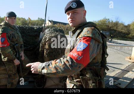 Eurocorps, European multinational army corps, German soldiers on watch Stock Photo