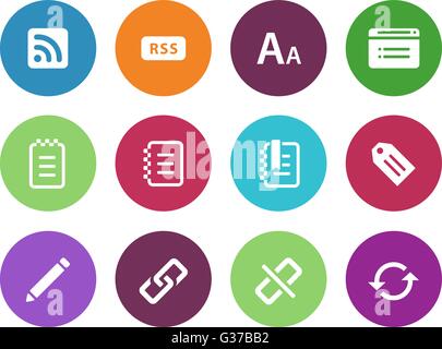 Blogger circle icons on white background Stock Vector