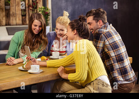 Smiling friends taking a selfie Stock Photo