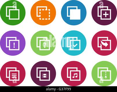 Copy Paste circle icons for Apps, Web Pages. Stock Vector