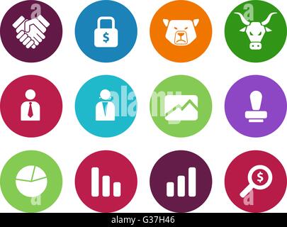 Finance circle icons on white background. Stock Vector