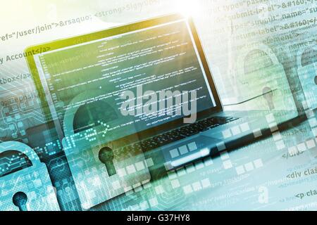 Developing Safe Website. Secured Website Programming. Stock Photo