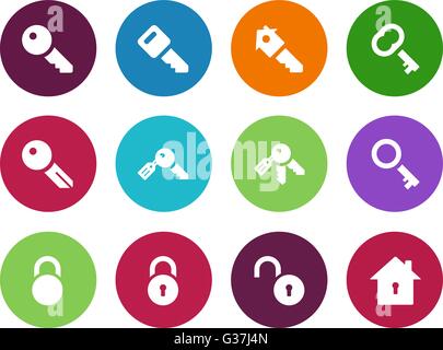 Key circle icons on white background. Stock Vector
