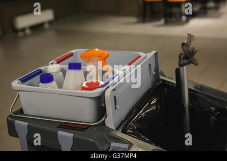 cleaning kit in a box Stock Photo