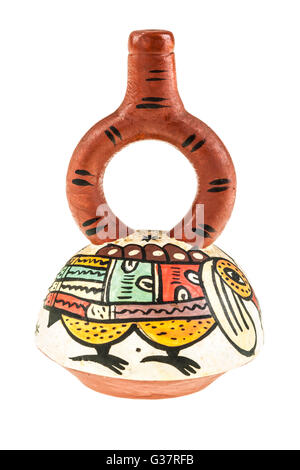 The ceramic stirrup-spout bottle was an important vessel among peoples on the Peruvian north coast from the second millennium B. Stock Photo