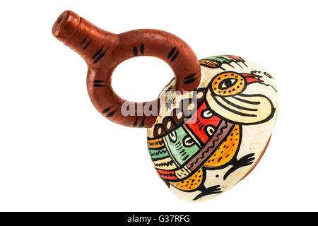 The ceramic stirrup-spout bottle was an important vessel among peoples on the Peruvian north coast from the second millennium B. Stock Photo