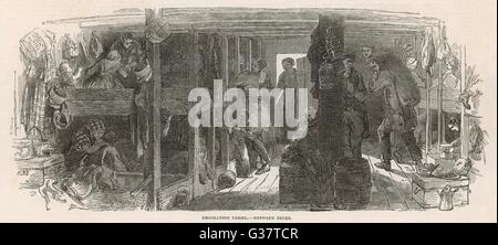 Between decks on an emigrant ship bound for America        Date: 1851 Stock Photo