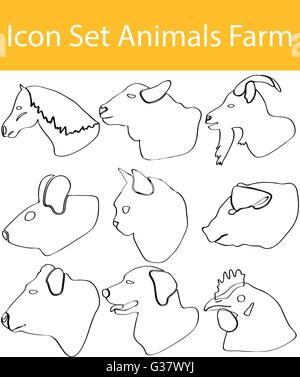 Icon Set Animals Farm with 9 icons for the creative use in graphic design Stock Vector