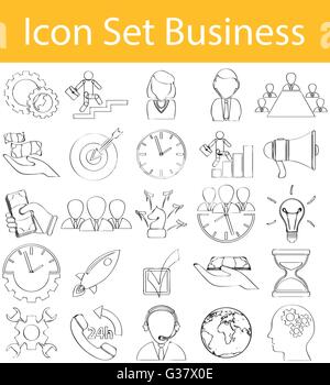 Drawn Doodle Lined Icon Set Business with 25 icons for the creative use in graphic design Stock Vector