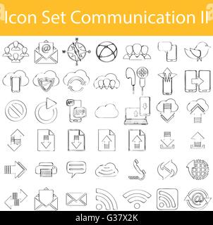 Drawn Doodle Lined Icon Set Communication II with 42 icons for the creative use in graphic design Stock Vector