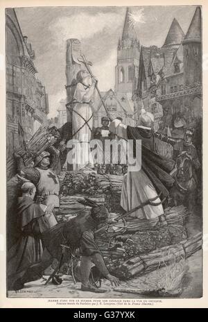 Joan of Arc being burnt at the stake, 30 May 1431. Executed Stock Photo ...