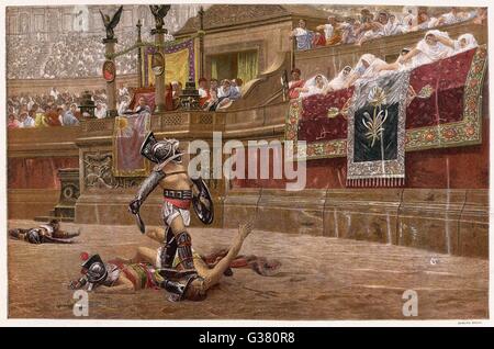 Gladiators in combat in an arena Stock Photo: 105282431 - Alamy