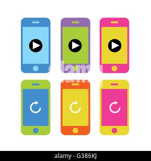 Set of colorful mobile phones Stock Vector