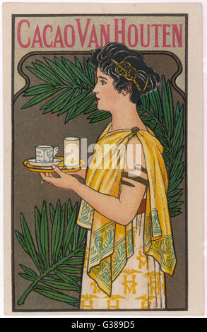 Affiche pour le Cacao lacte, de Ch. Gravier (Plate 11) - cocoa Kakao /  poster Plakat Art Nouveau Jugendstil von Lefevre, Lucien:: (1896)  Kunst / Grafik / Poster