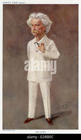 MARK TWAIN American writer Born :  Samuel Langhorne Clemens  Pictured in a white suit.     Date: 1835 - 1910 Stock Photo