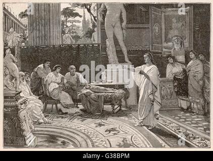 VIRGIL  Roman writer, depicted reading  his 'Aeneid' to his patron, Maecenas      Date: 70 BC - 19 BC Stock Photo