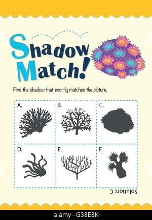 Flower shadow matching game template illustration Stock Vector Image ...