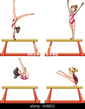 Gymnastics on balance beam illustration Stock Vector Image & Art - Alamy