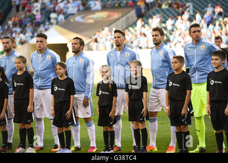 Philadelphia, Pennsylvania, USA. 9th June, 2016. Members of the Uruguay team during the opening ceremony at Copa America match held at Lincoln Financial Field in Philadelphia Pa Credit:  Ricky Fitchett/ZUMA Wire/Alamy Live News Stock Photo