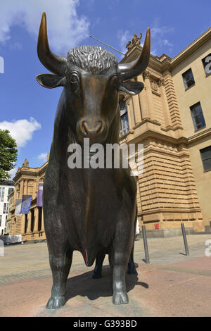 Bull, stock exchange, Frankfurt on the Main, Hesse, Germany Stock Photo