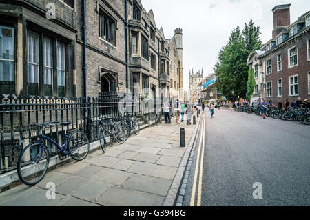 CAMBRIDGE, UK - AUGUST 11, 2015:  People in a Street in Cambridge. Stock Photo