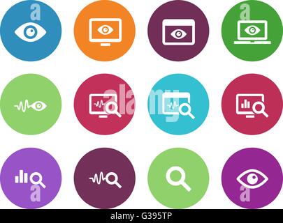 Monitoring circle icons on white background. Stock Vector