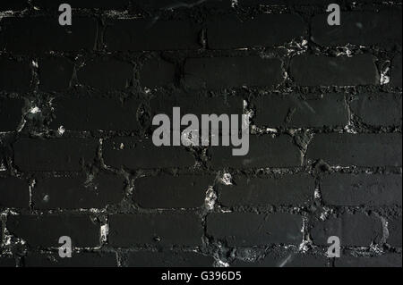 The black brick texture with cracks and scratches can be used as a background Stock Photo