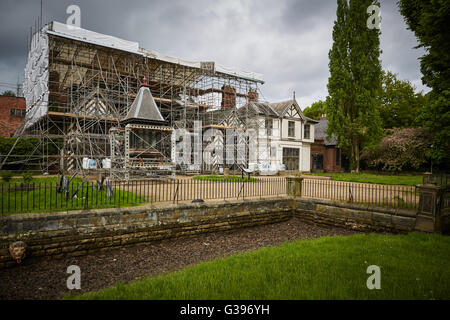 Wythenshawe Hall fire damaged   16th-century medieval timber-framed historic house and former manor house in Wythenshawe Park, M Stock Photo