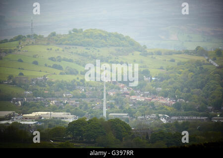 Glossop valley The chimney at Ferro Alloys  Glossop's skyline High Peak Glossop is a market town in the High Peak, Derbyshire, E Stock Photo