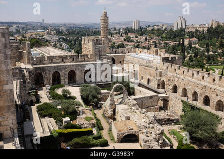 A view of the King David Tower Museum from the Phasael Tower Observatory. Stock Photo