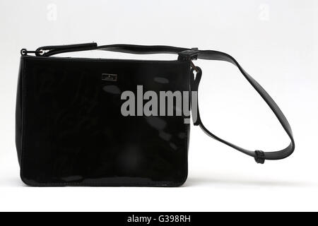 Black Helix Patent Plastic Shoulder Bag Stock Photo