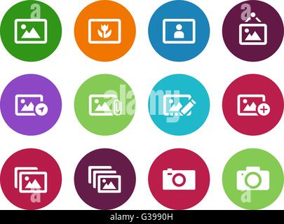 Photographs and Camera circle icons. Stock Vector