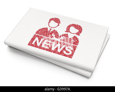 News concept: Anchorman on Blank Newspaper background Stock Photo