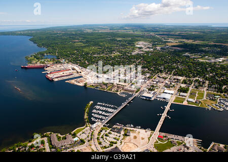 Ship are lined up at the docks of Sturgeon Bay, Wisconsin. Stock Photo
