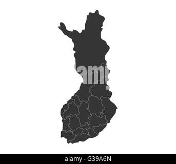 map of Finland with regions Stock Photo