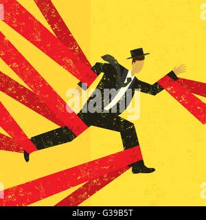 Caught in Red Tape A man caught in red tape. The man & tape and the background are on separate labeled layers. Stock Vector