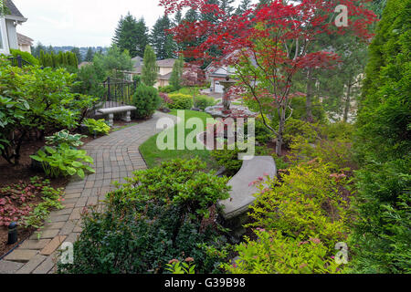 Brick arbor in garden Stock Photo - Alamy