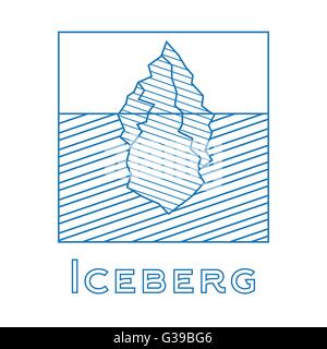 Iceberg in linear style. Outline iceberg isolated on white background. Vector illustration. Icon with iceberg. Stock Vector