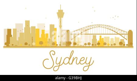 Sydney City skyline golden silhouette. Vector illustration. Simple flat concept for tourism presentation, banner, placard or web Stock Vector