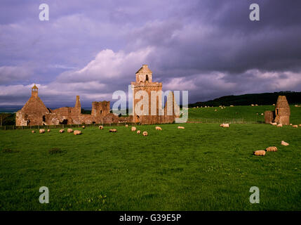 View ENE of Crossraguel Abbey, South Ayrshire, a Cluniac house originally founded in the early C13th by Duncan, Earl of Carrick. Dovecote on R. Stock Photo