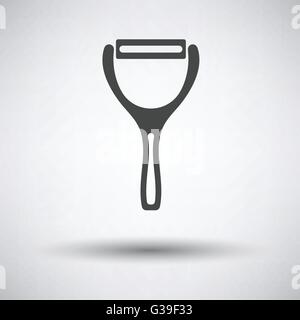 Vegetable peeler icon on gray background with round shadow. Vector illustration. Stock Vector