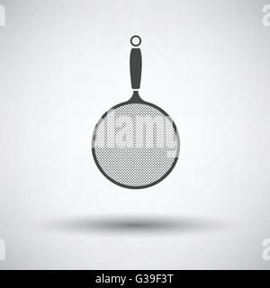 Kitchen colander icon on gray background with round shadow. Vector illustration. Stock Vector
