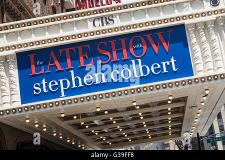 CBS Late Show Marquee at the Ed Sullivan Theater, NYC Stock Photo