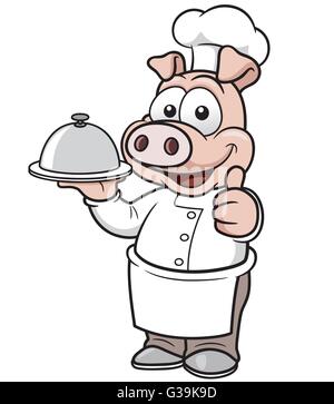 Vector illustration of Cartoon chef pig Stock Vector