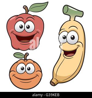 Vector illustration of Happy cartoon fruits Stock Vector